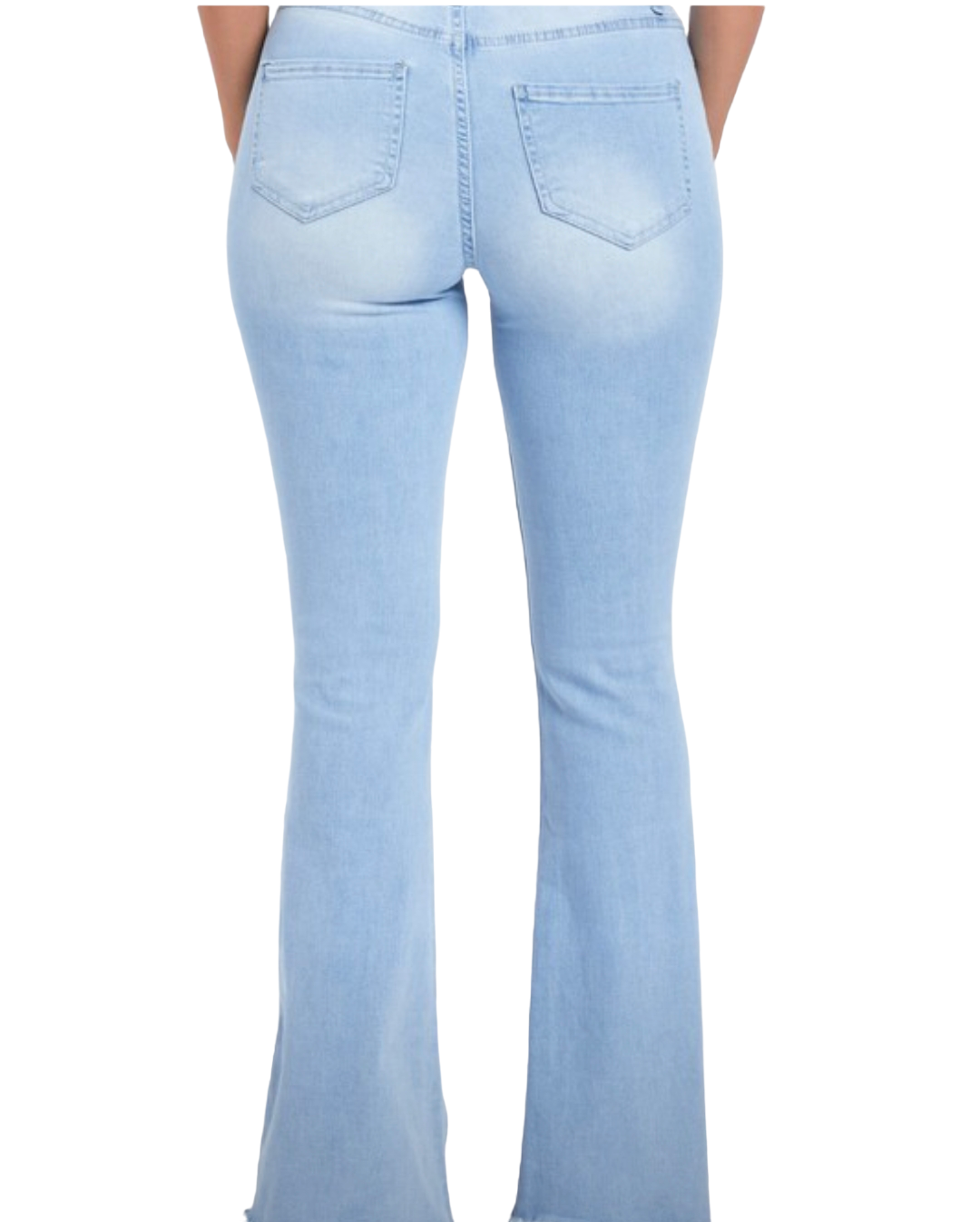 Chic Ripped High-Rise Flare Jeans in Light Wash