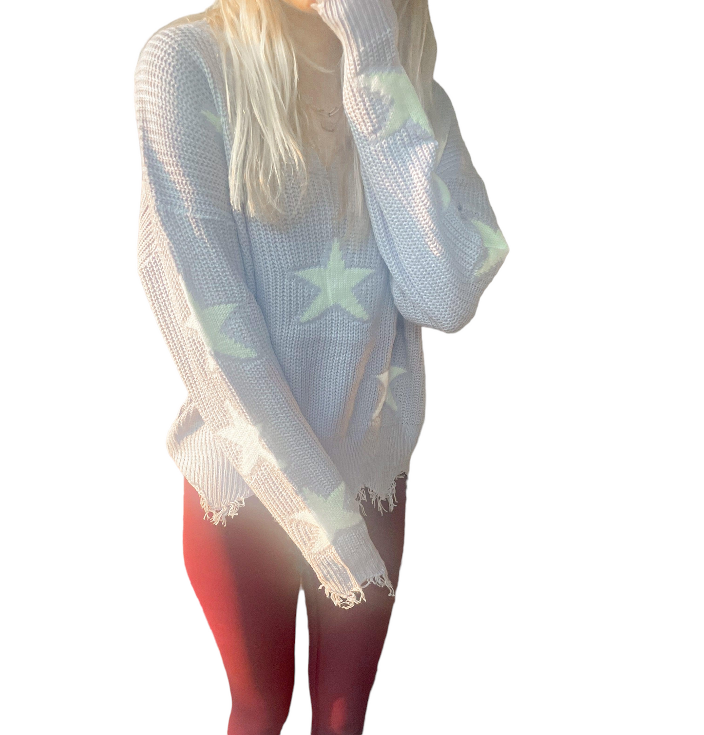 Starry Night Distressed Lilac Sweater