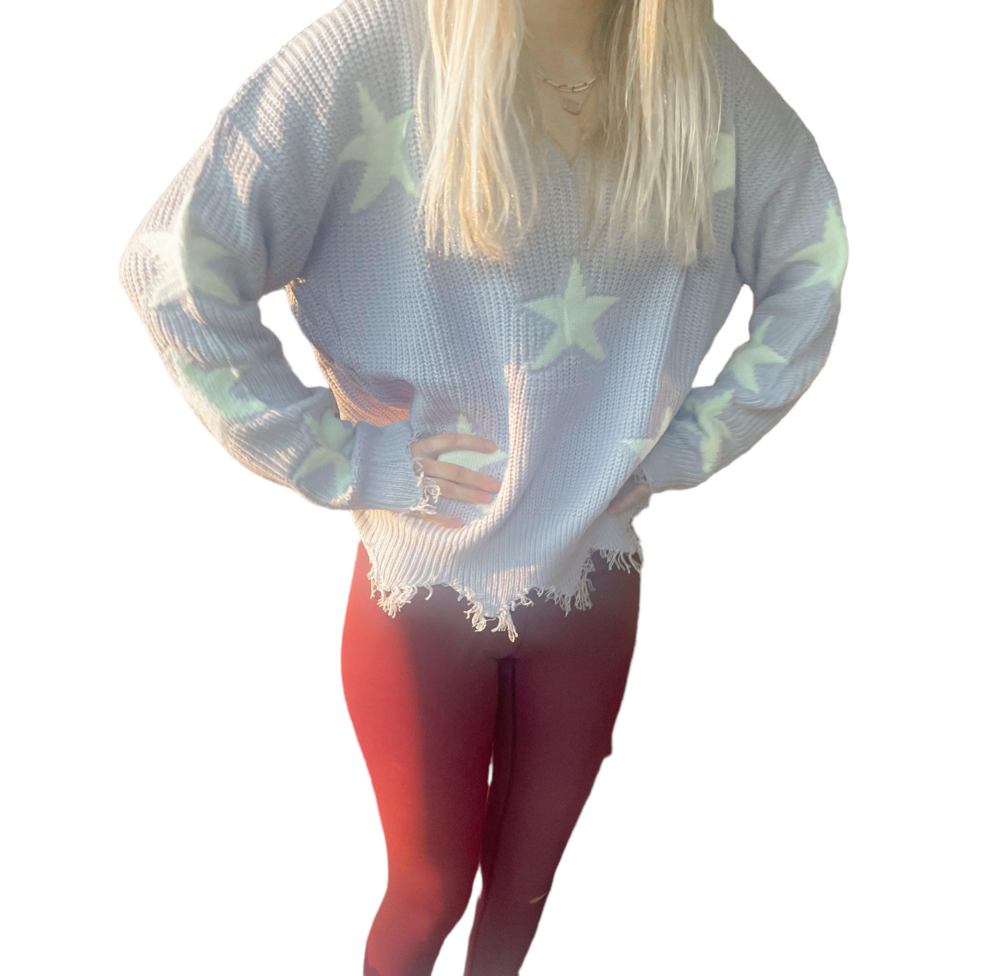 Starry Night Distressed Lilac Sweater