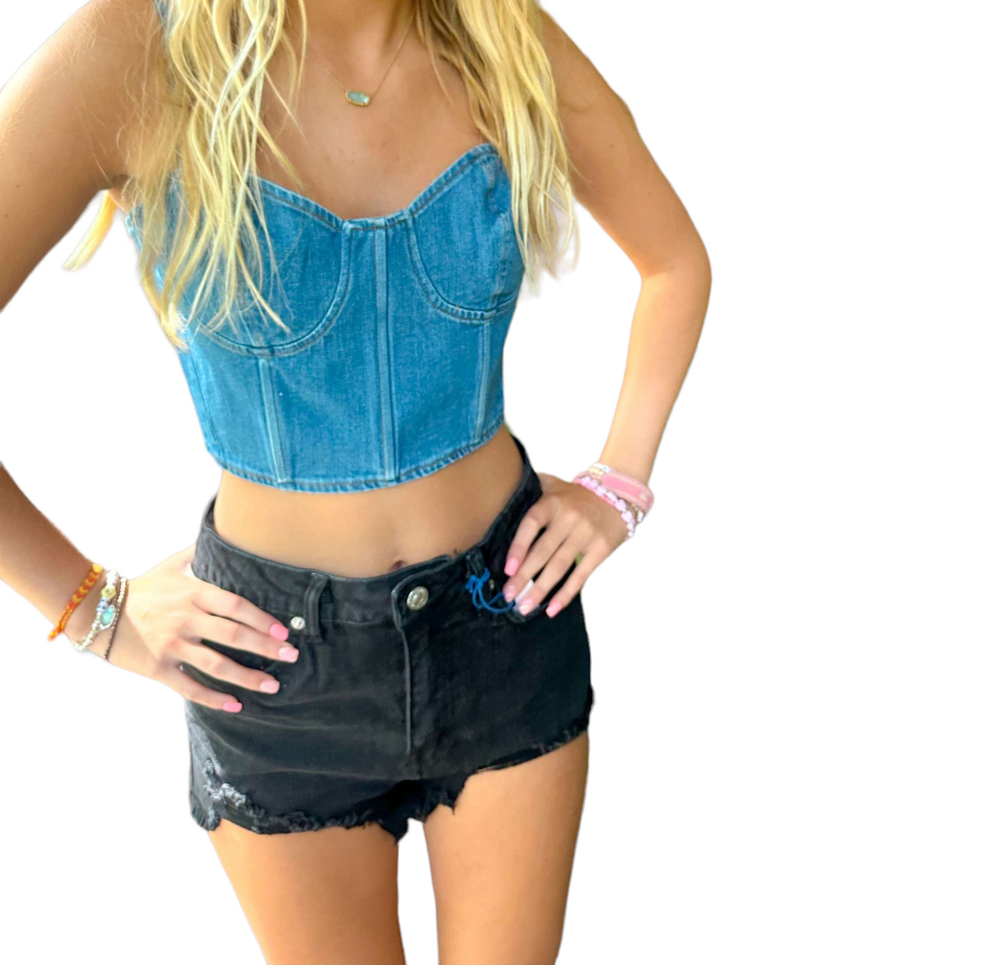 Denim Dream Crop Corset Top