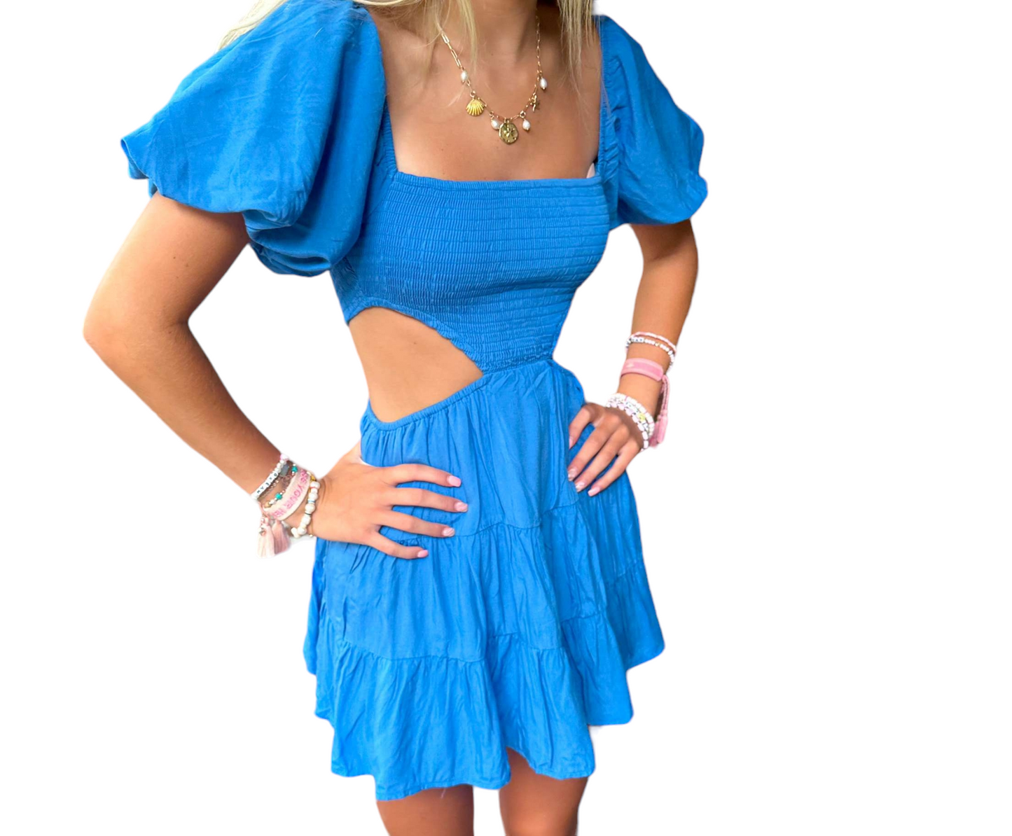 Ocean Blue Puff Sleeve Delight