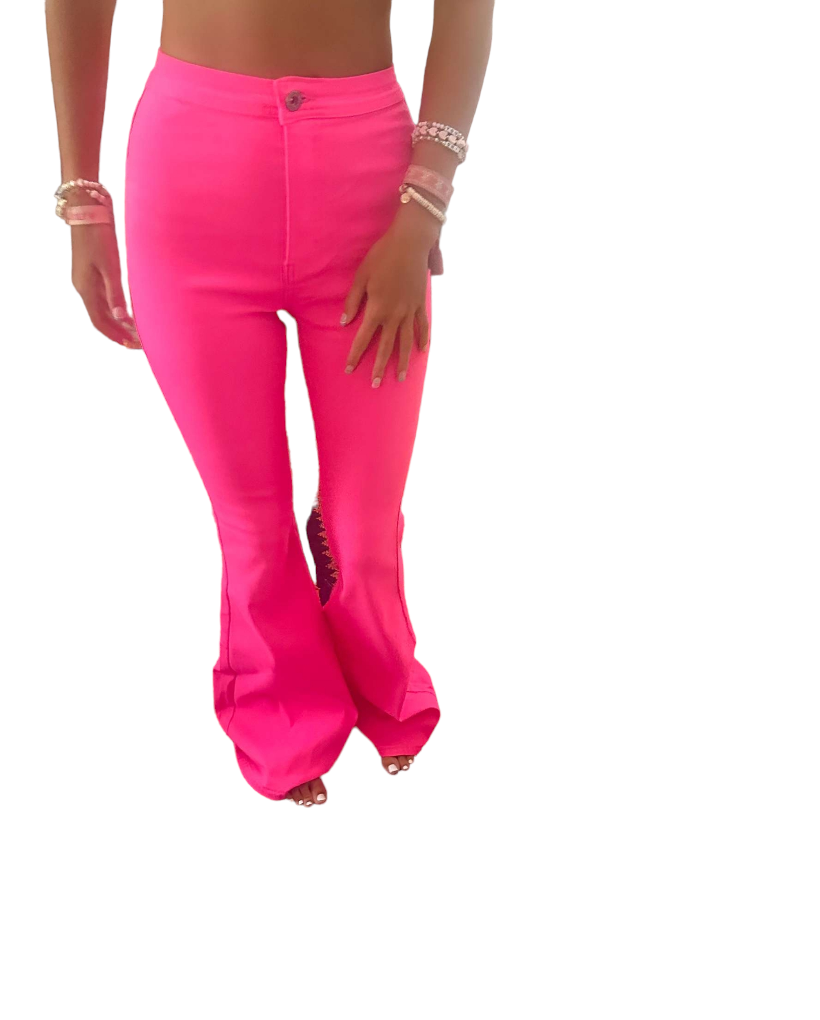 Neon pink jeans best sale