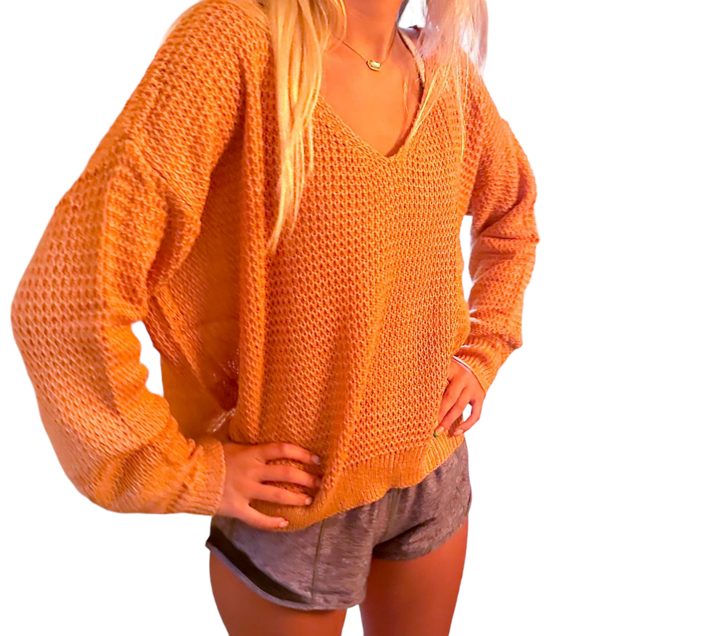 Fall Breeze Copper Backless Sweater