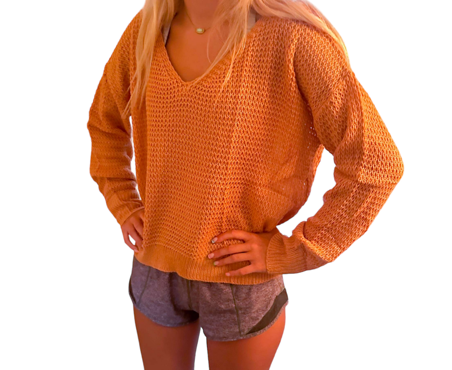 Fall Breeze Copper Backless Sweater