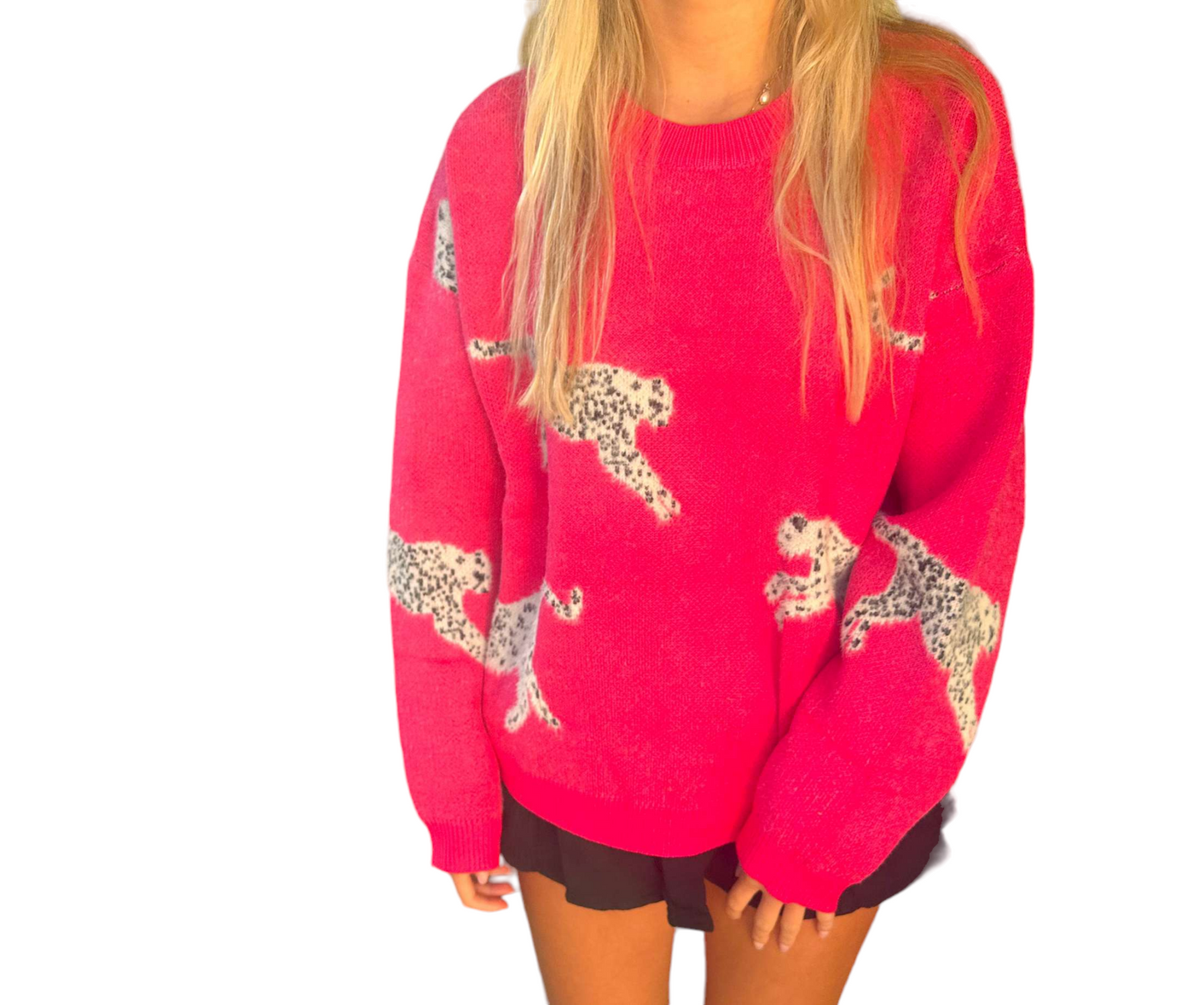 Fierce in Fuchsia: Leopard Mohair Sweater