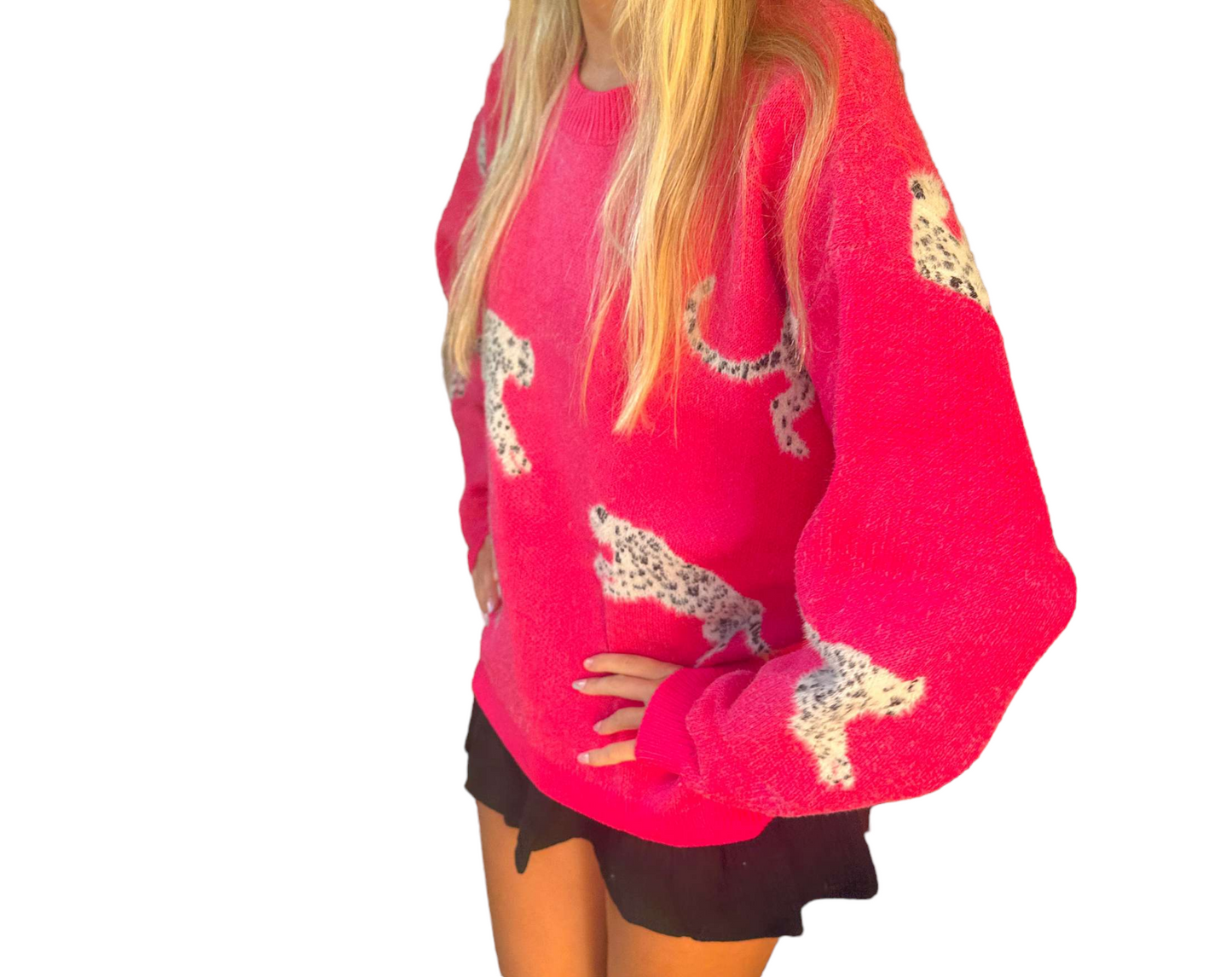 Fierce in Fuchsia: Leopard Mohair Sweater