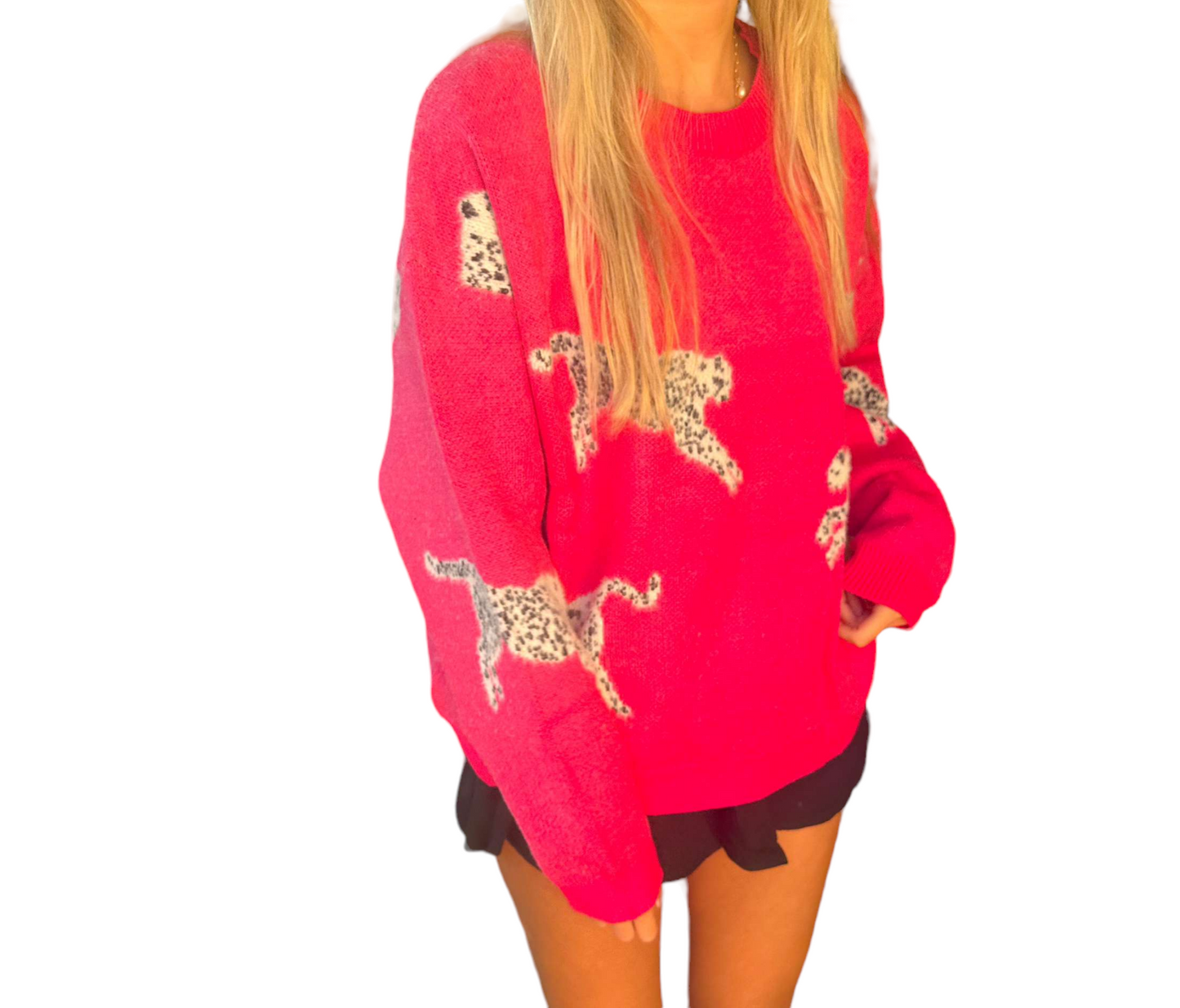 Fierce in Fuchsia: Leopard Mohair Sweater