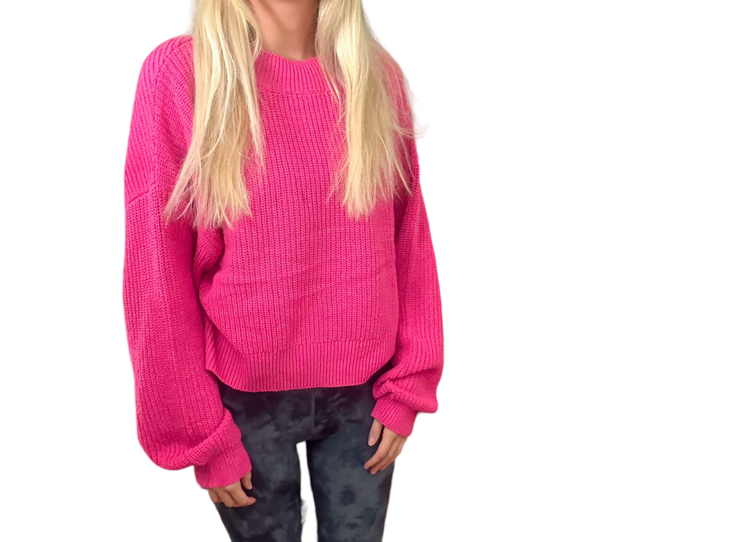 Crisscross Back Hot Pink Sweater