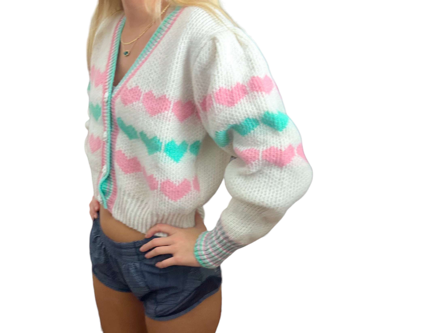 Sweetheart V-Neck Cropped Cardigan