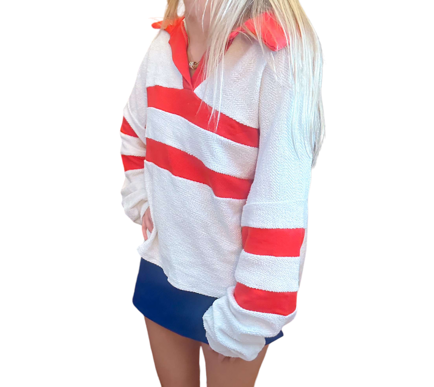 Ashton Ash Red Contrast Terry Top