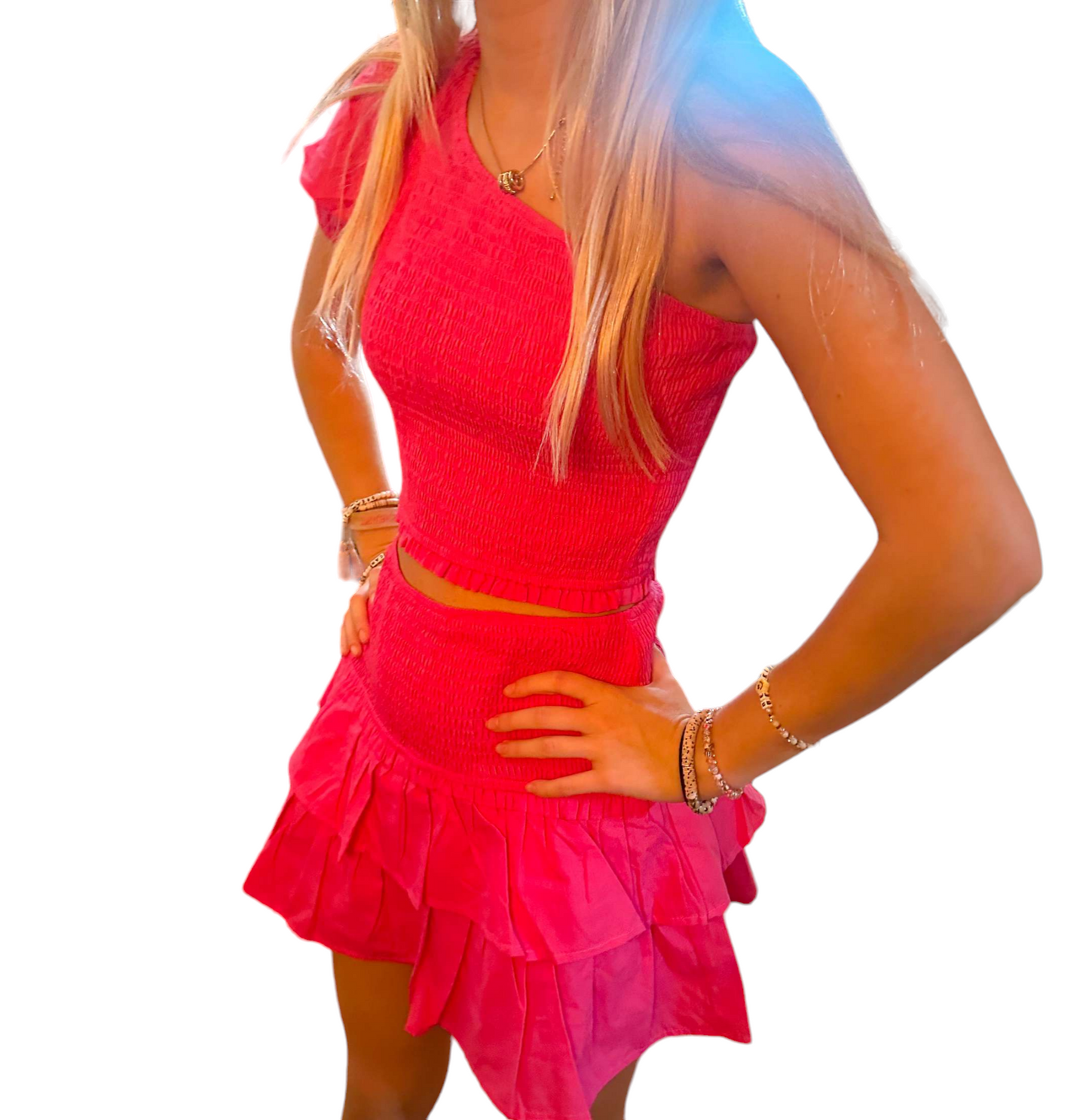 Barbie Dreamy Duo: Chic Crop Top & Ruffle Skort Set