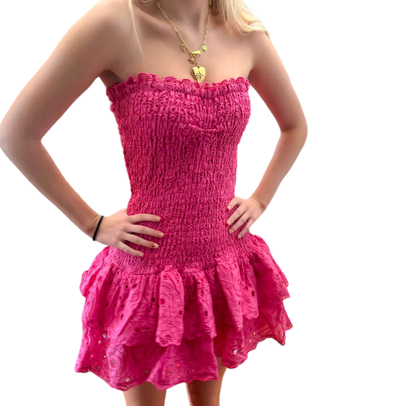 Radiant Rose Embroidered Dress