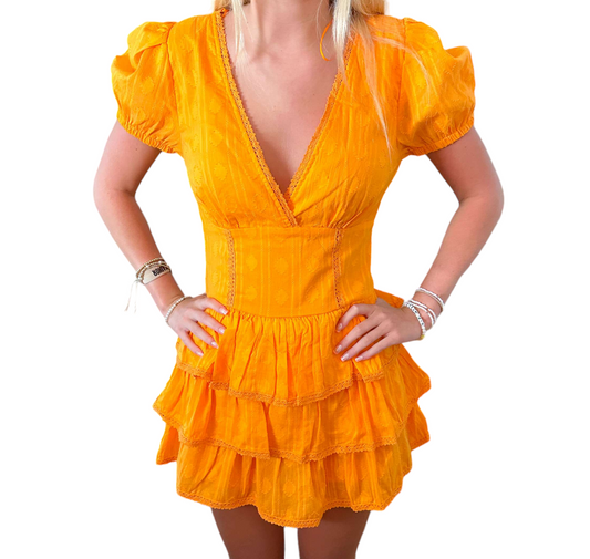 Citrus Charm Tiered Romper Dress