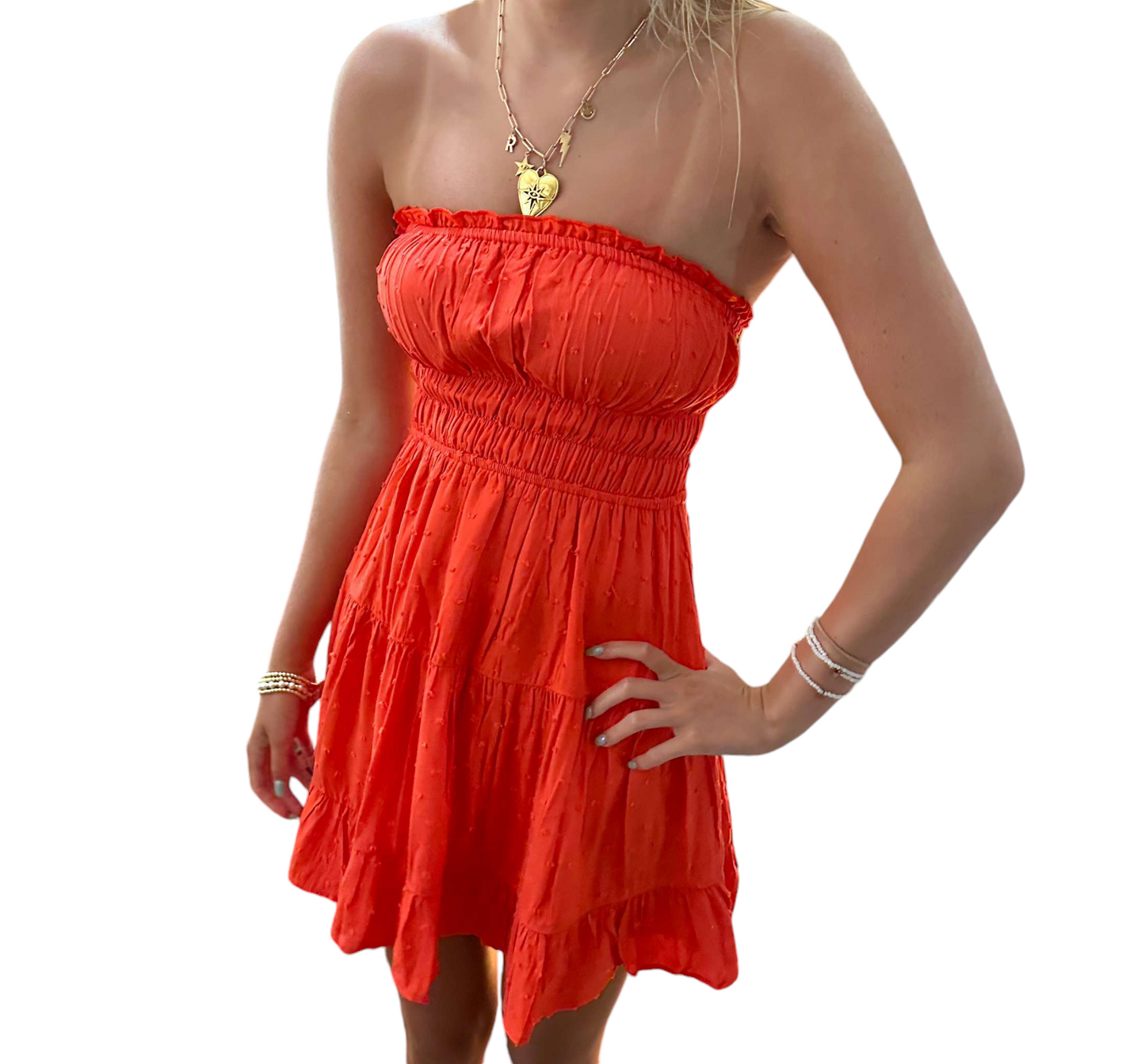 Coral Ruffle Delight Dress