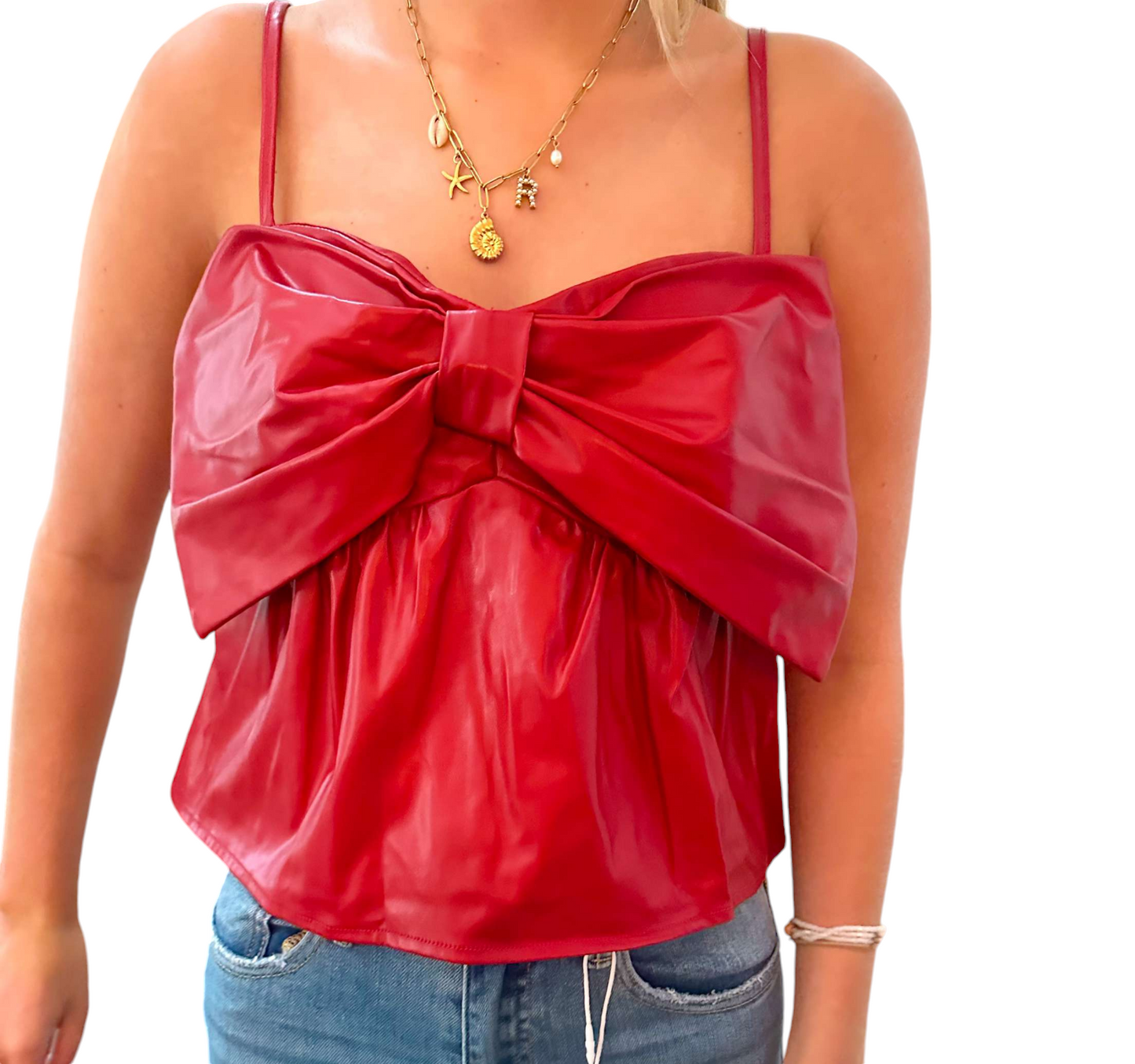 Bow-Tie Elegance: Adjustable Leather Top