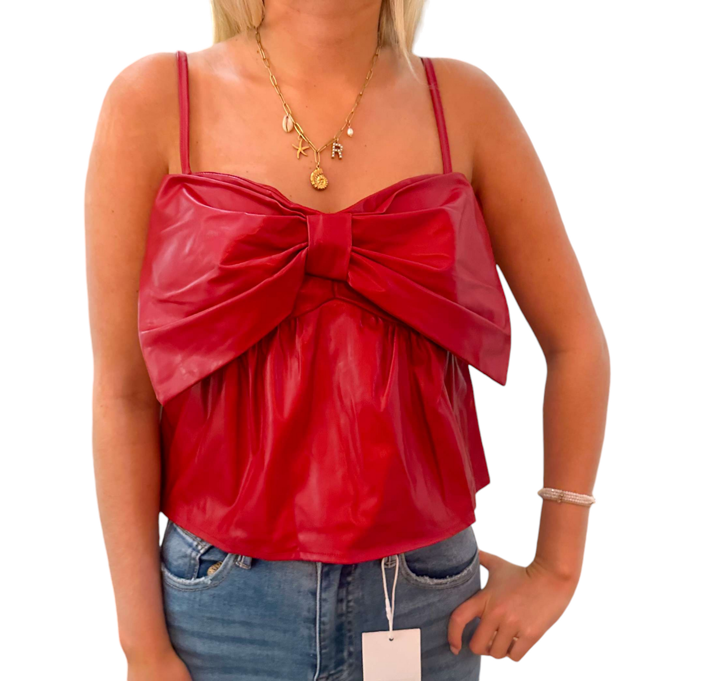 Bow-Tie Elegance: Adjustable Leather Top