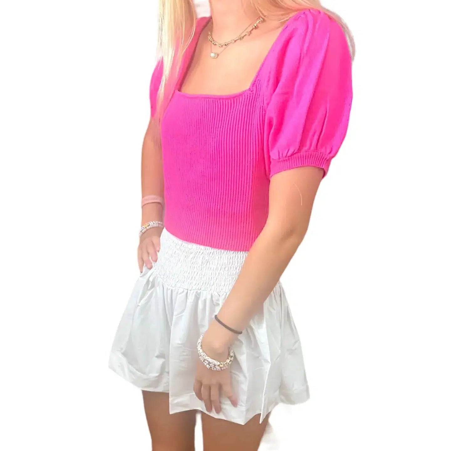 Ivory Metallic Smocked Casual Shorts