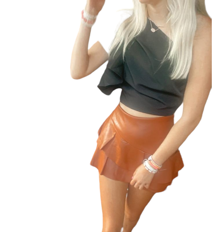 Caramel Chic Faux Leather Skort