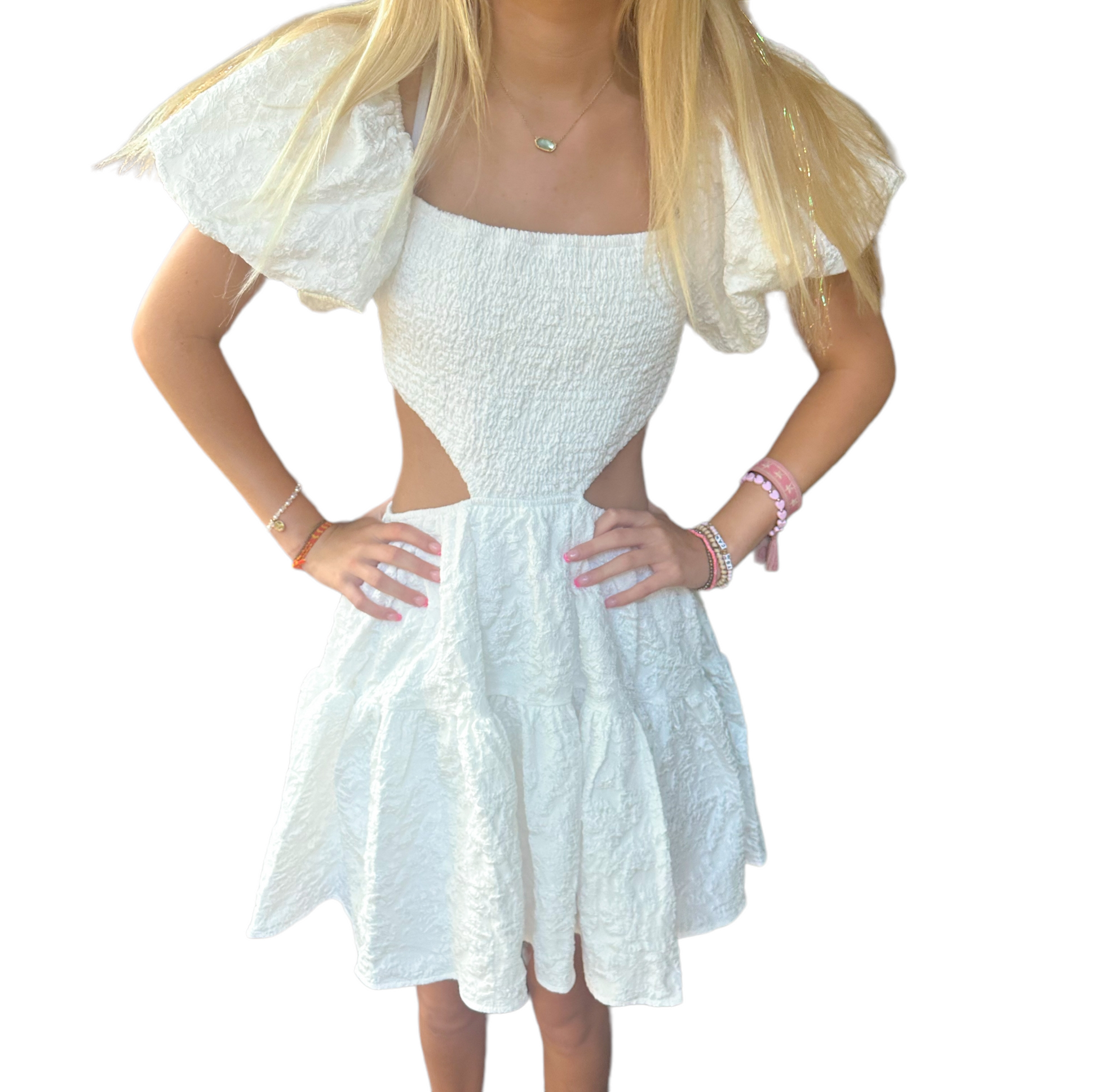 Elegant Cut-Out White Dress – Preppy Palette Boutique