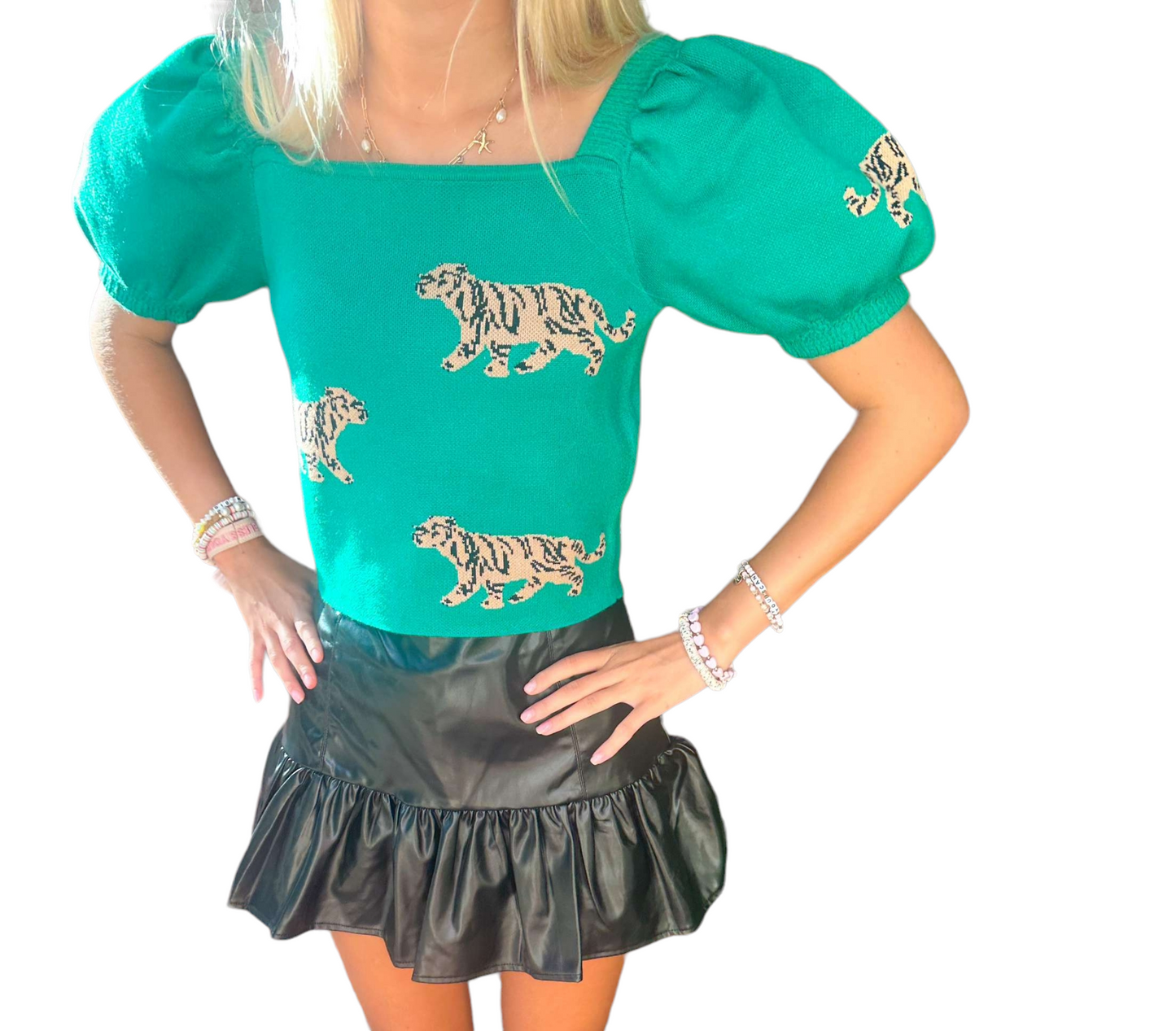 Emerald Jaguar Crop Sweater