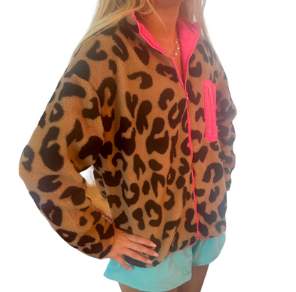 Cheetah fleece jacket Preppy Palette Boutique