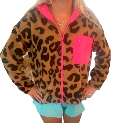 Cheetah fleece jacket