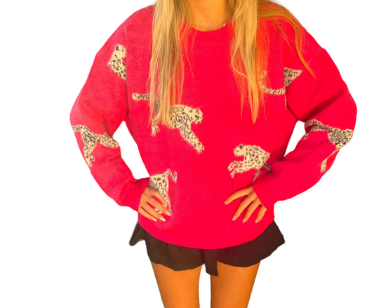 Fierce in Fuchsia: Leopard Mohair Sweater