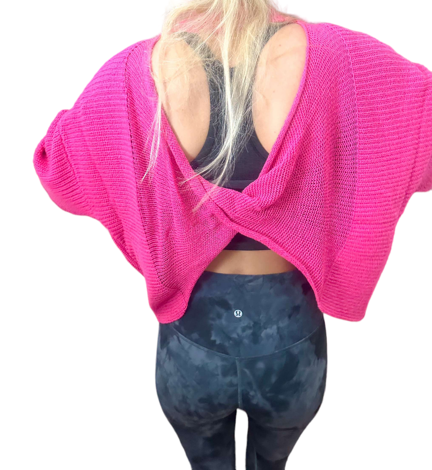 Crisscross Back Hot Pink Sweater