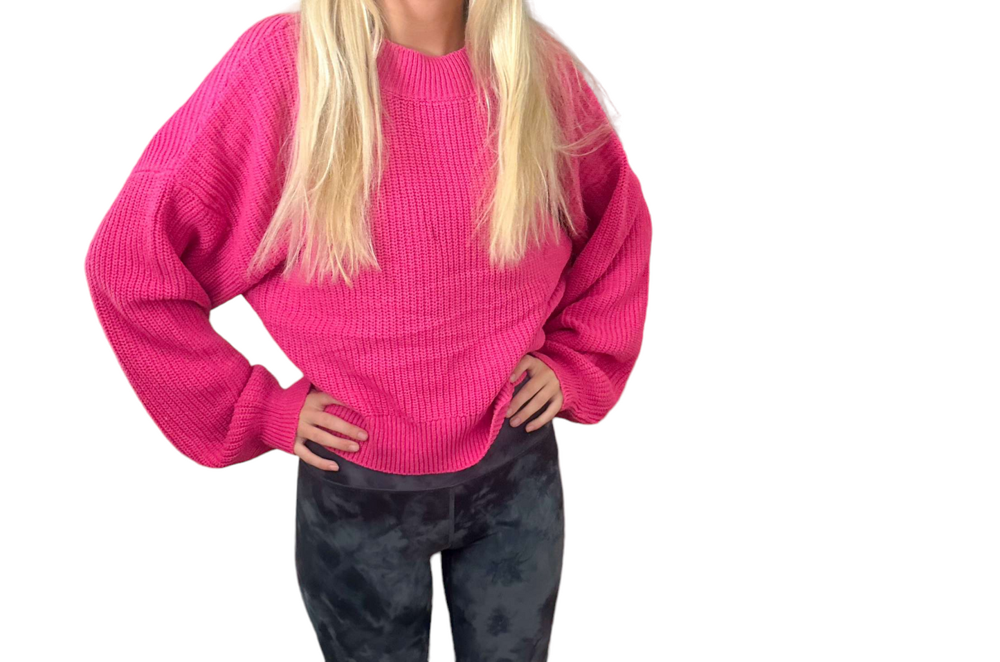 Crisscross Back Hot Pink Sweater