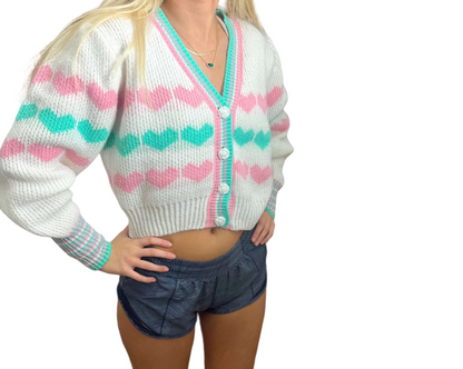 Sweetheart V-Neck Cropped Cardigan