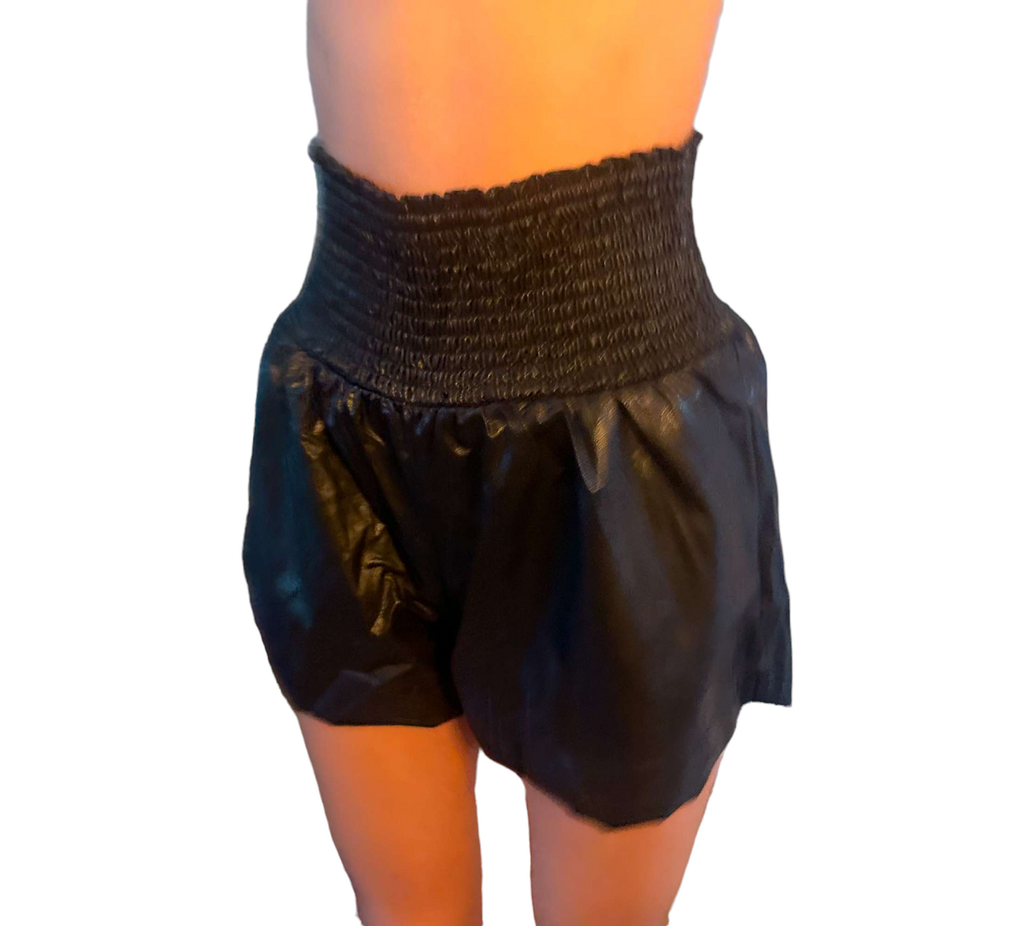 Chic High-Rise Faux Leather Paperbag Shorts