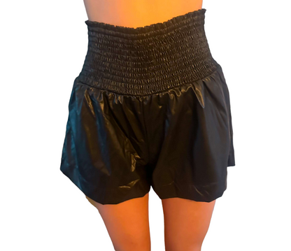 Chic High-Rise Faux Leather Paperbag Shorts