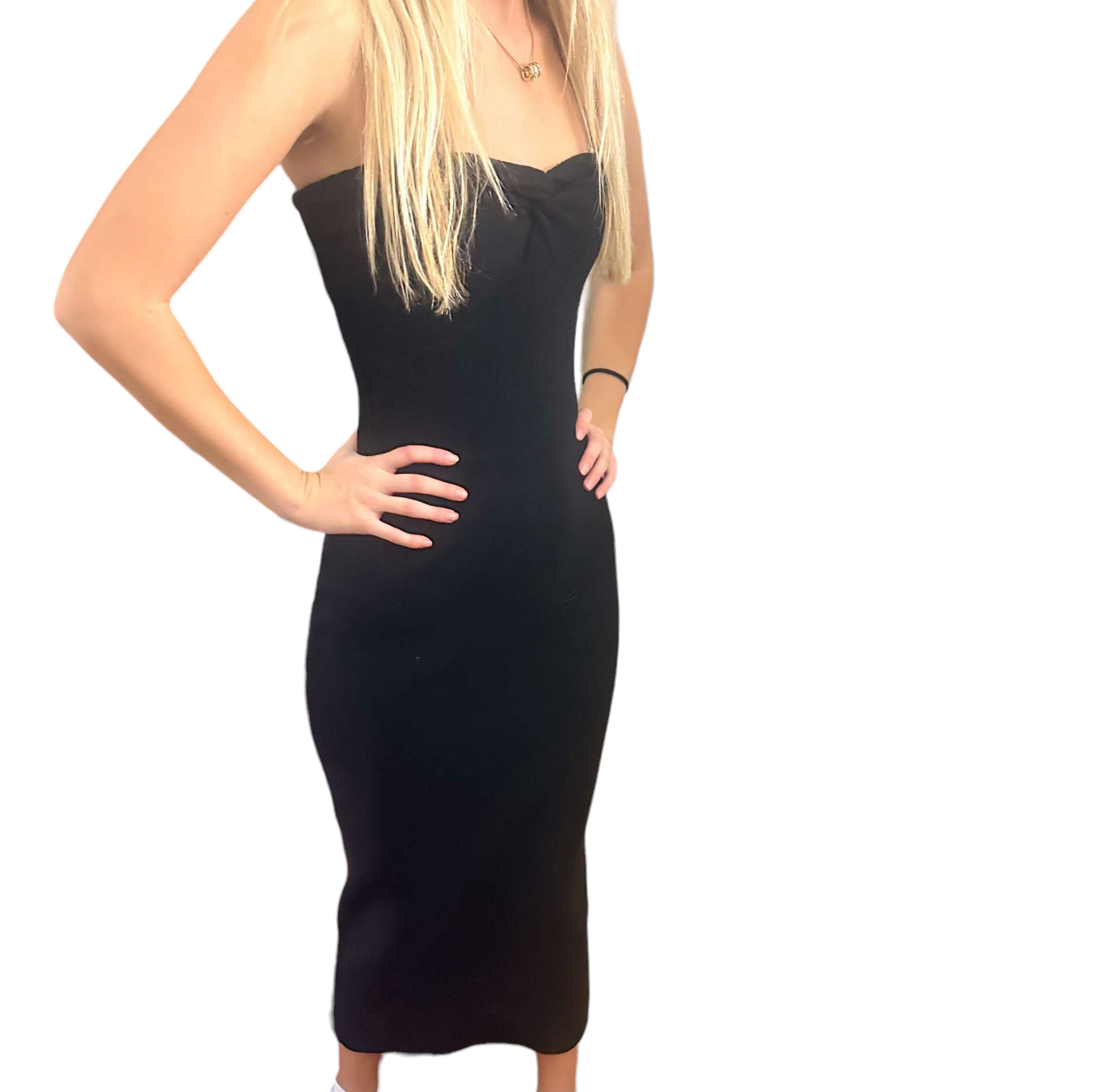 Twist Front Bow Maxi Dress in Classic Black Preppy Palette Boutique Twist Front Bow Maxi Dress in Classic Black Preppy Palette Boutique