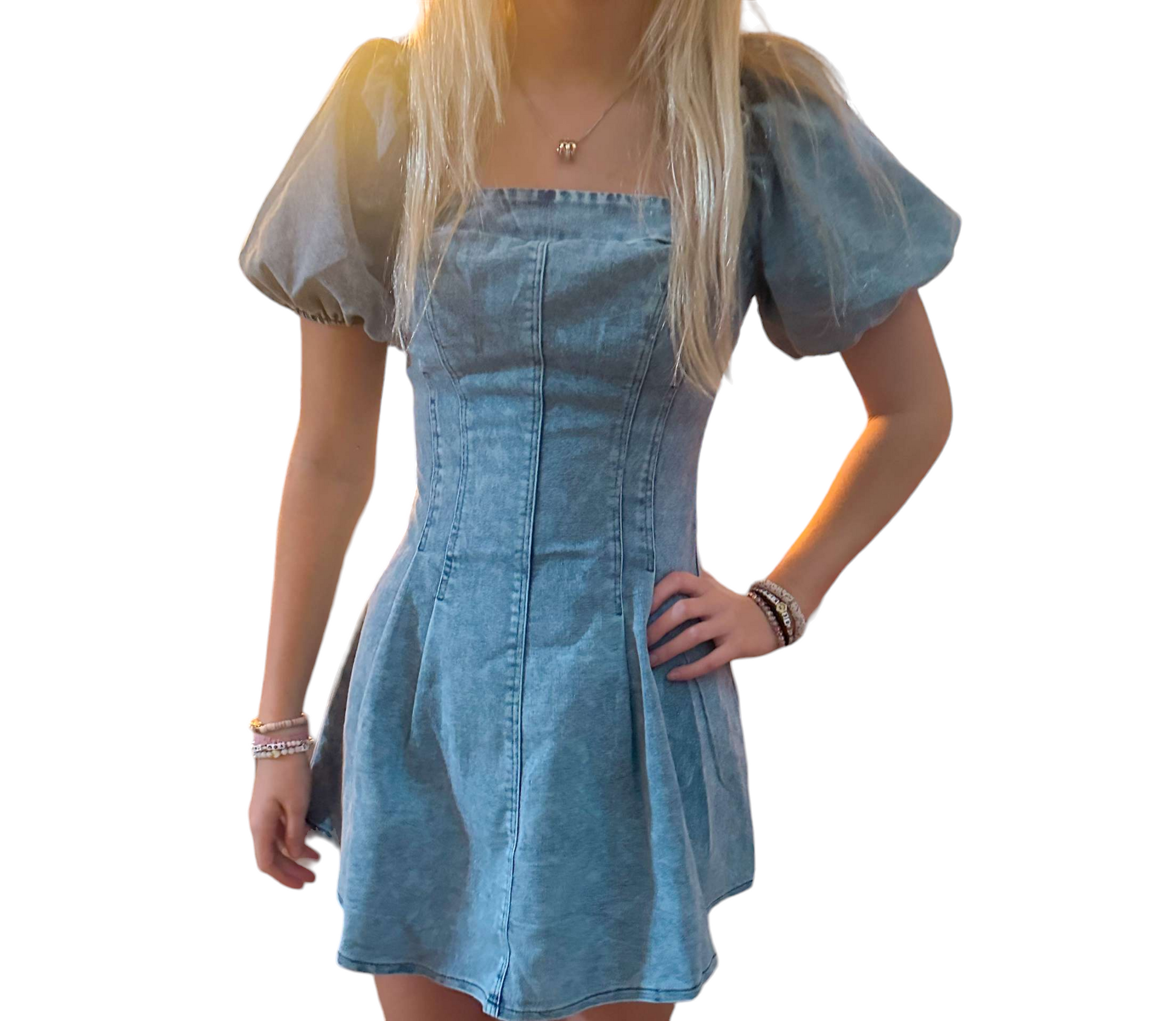 preppy denim dress Belted Denim Concert Dress with Zipper Front Large