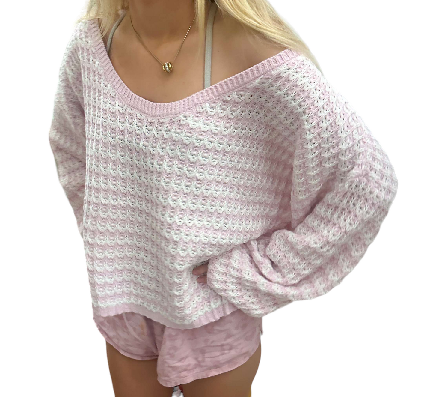 Paisley sweater light pink