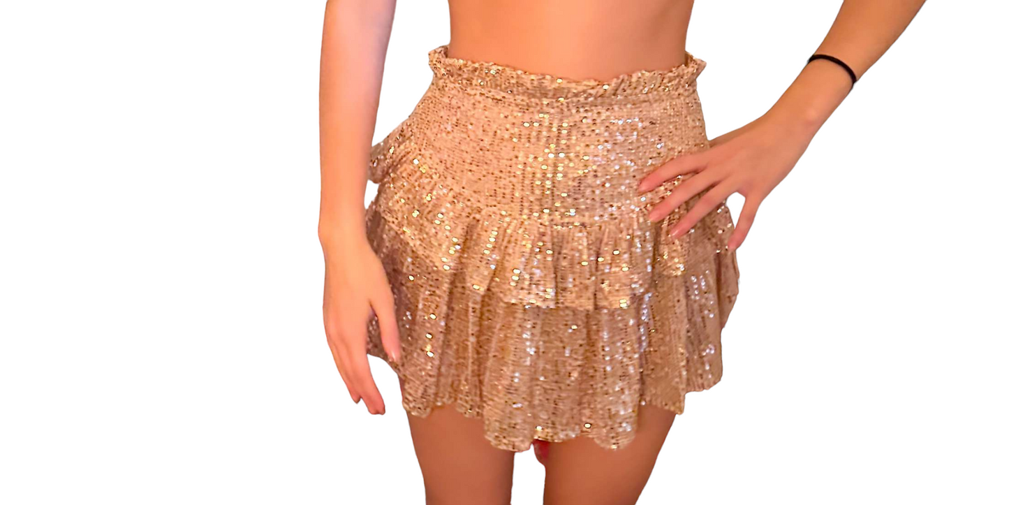 Sparkling Sequin Ruffle Skort for Festive Celebrations