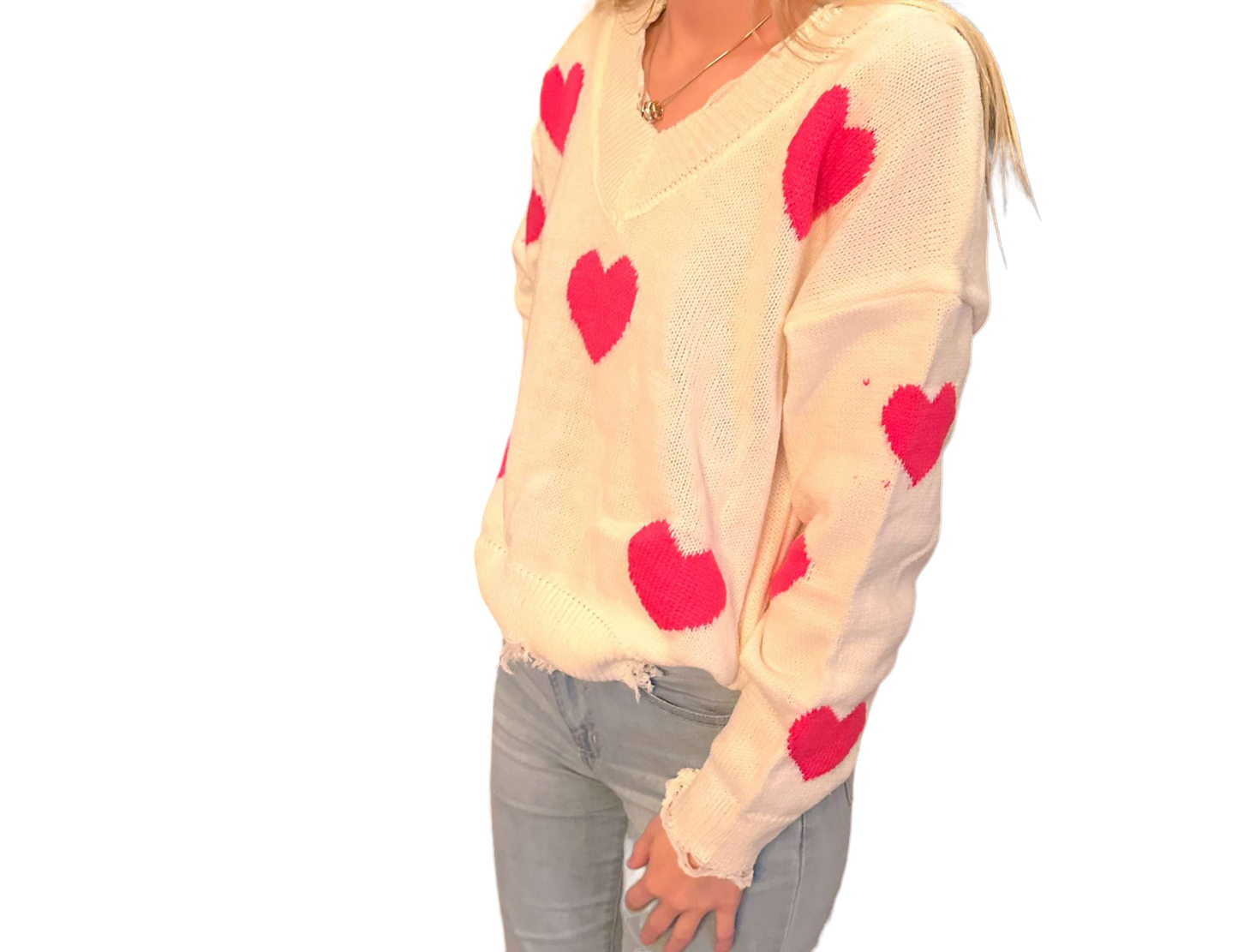 Heartfelt Distressed Knit Sweater