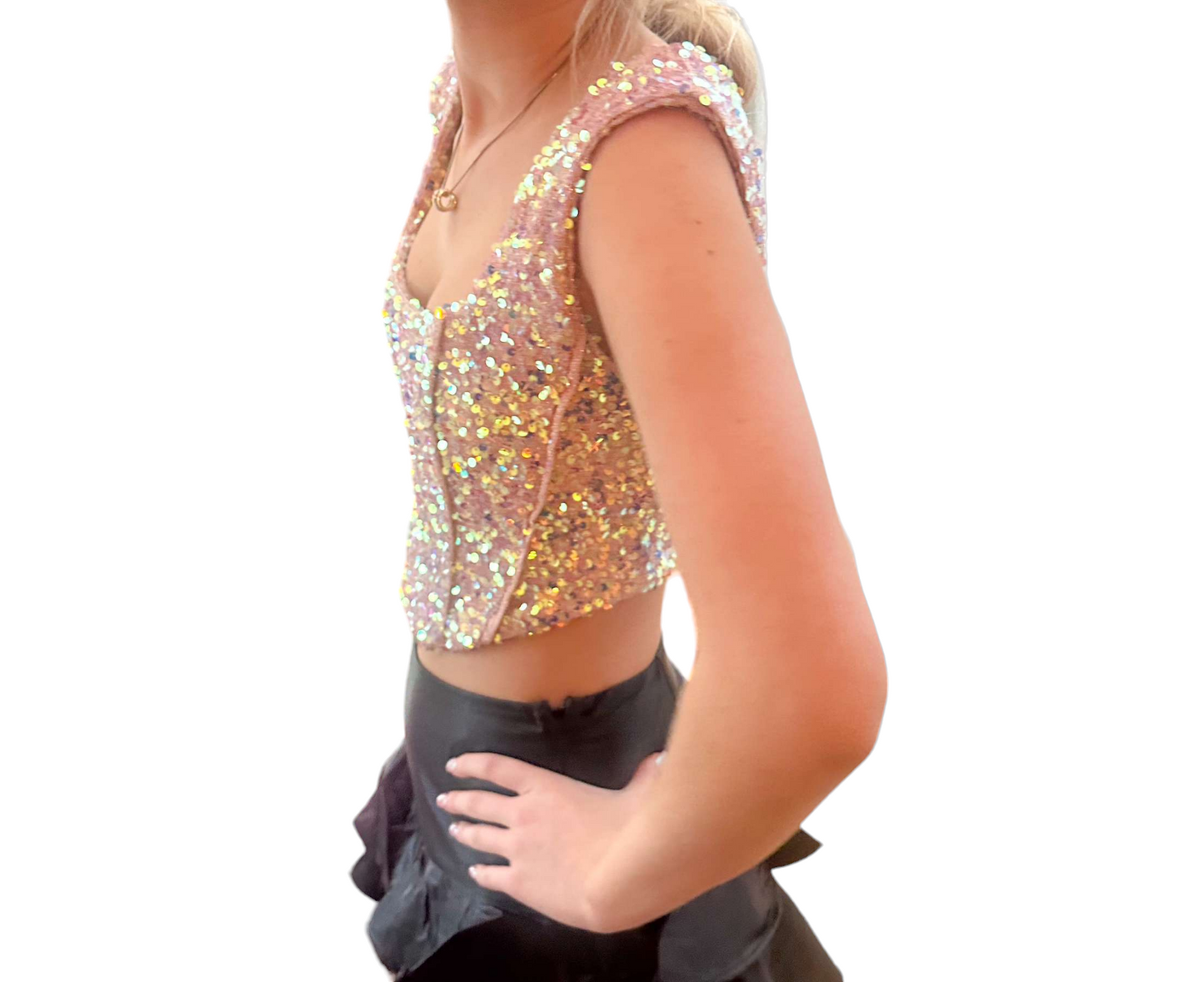Glamorous Gold Sequin Corset Top for New Year s Eve Preppy Palette Boutique