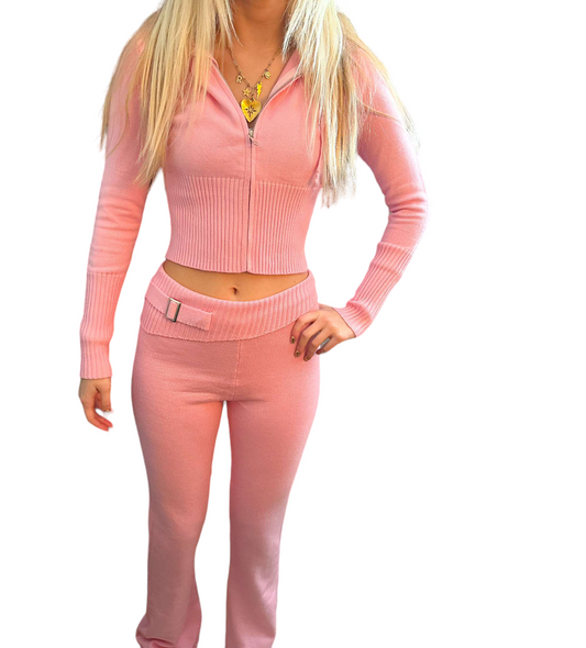 Chic Pink Crop & Pant Set