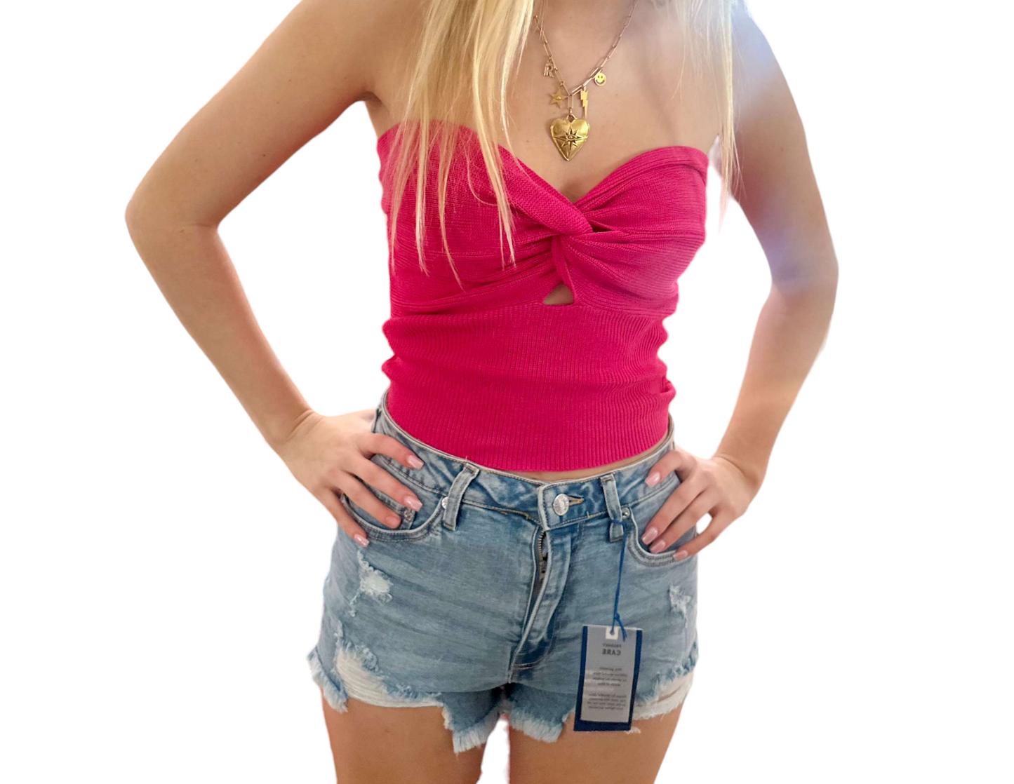 Twisted Bliss Pink Strapless Top