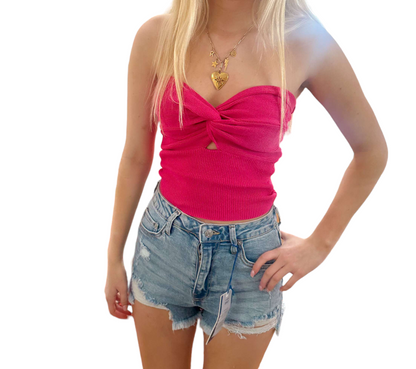 Twisted Bliss Pink Strapless Top