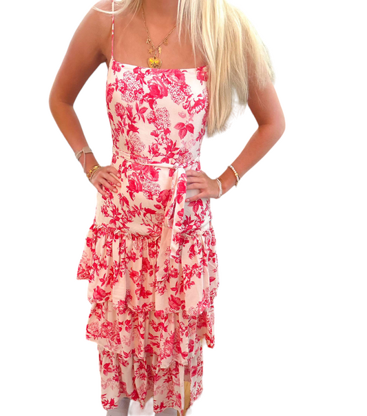 Paisley midi dress red