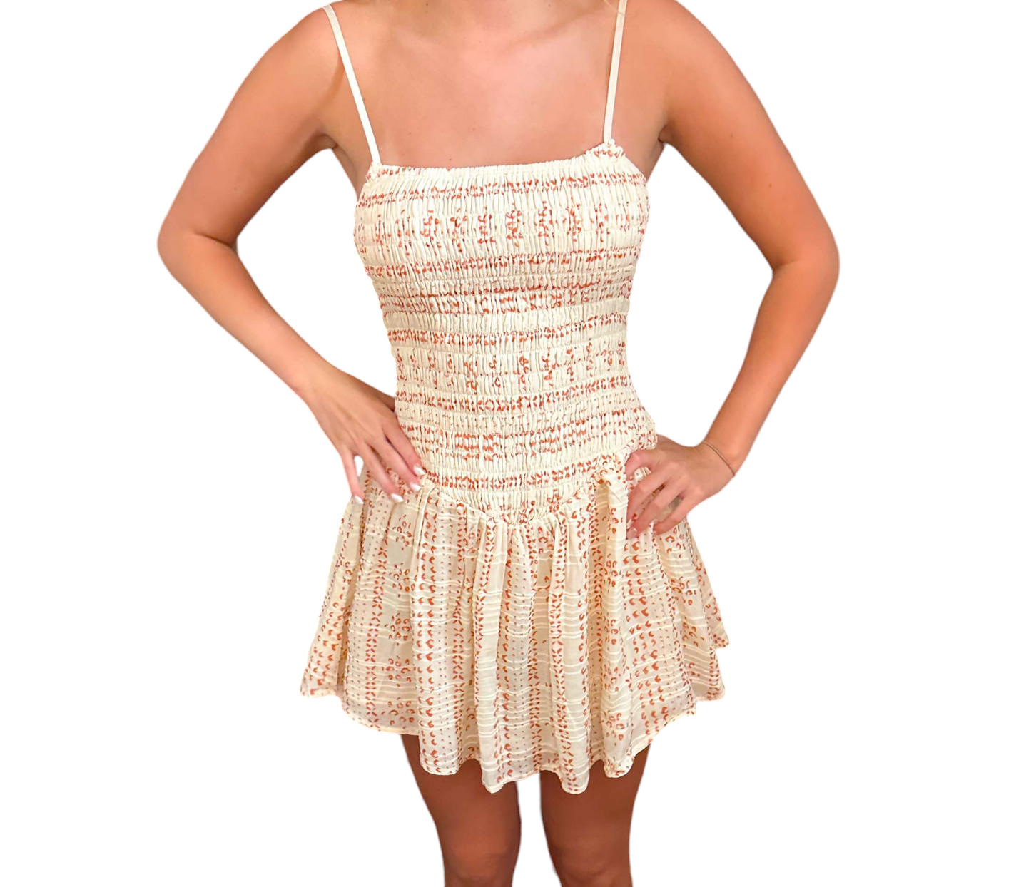 Citrus Dream Vintage Smocked Mini Dress