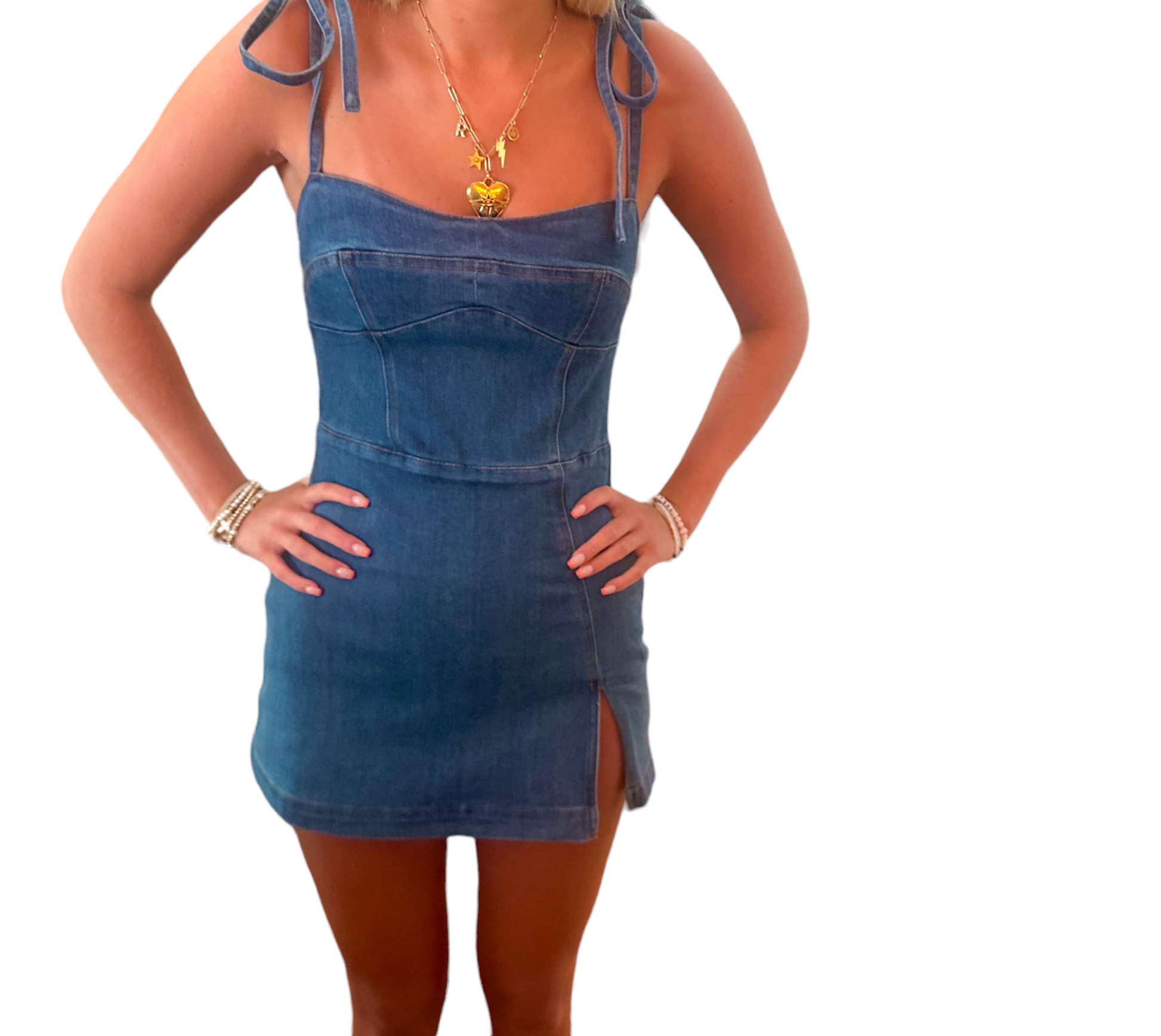 Chic Abigail Denim Delight Mini Dress Large