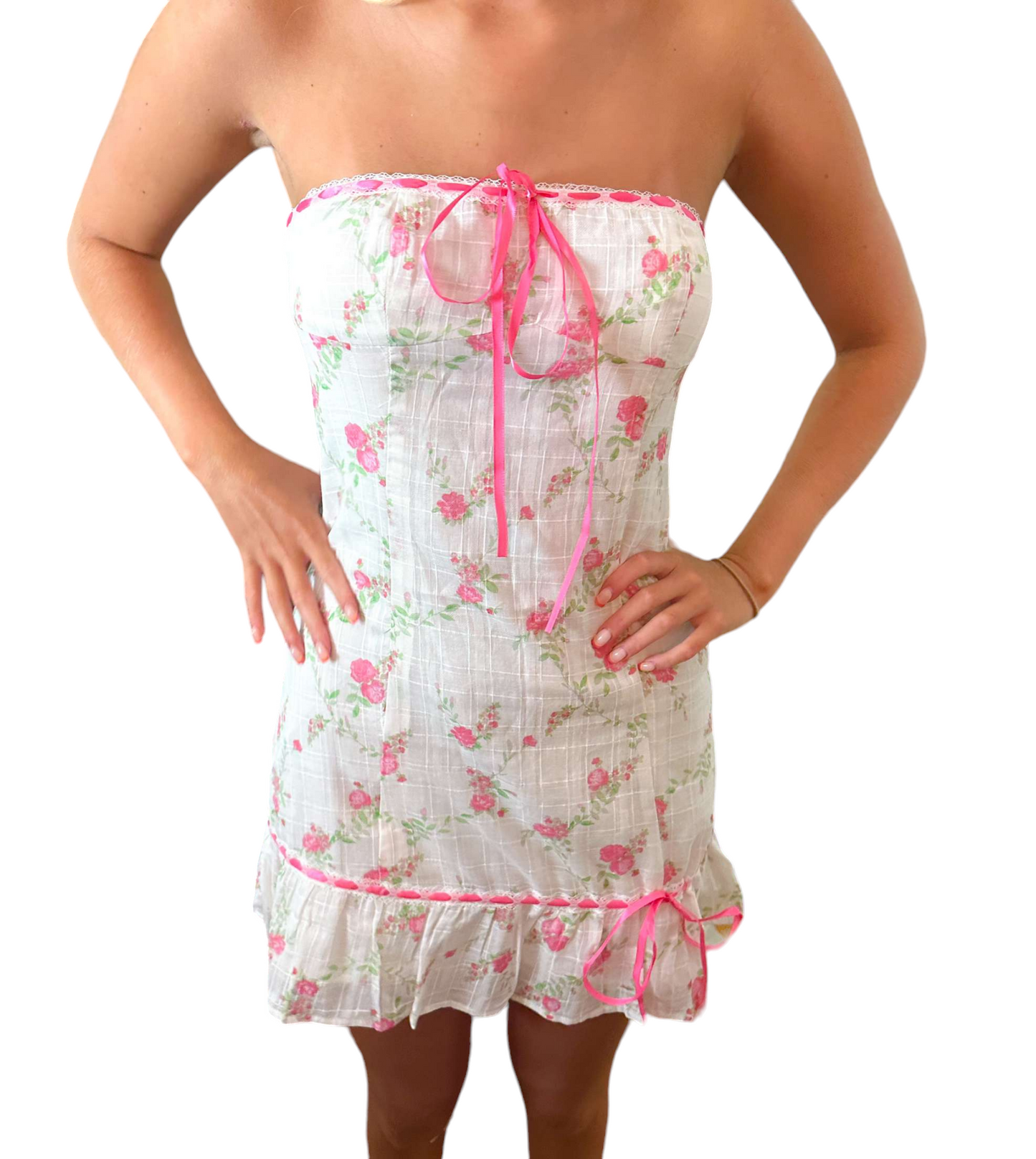 Blooming Beauty: Floral Tie-Front Tube Mini Dress