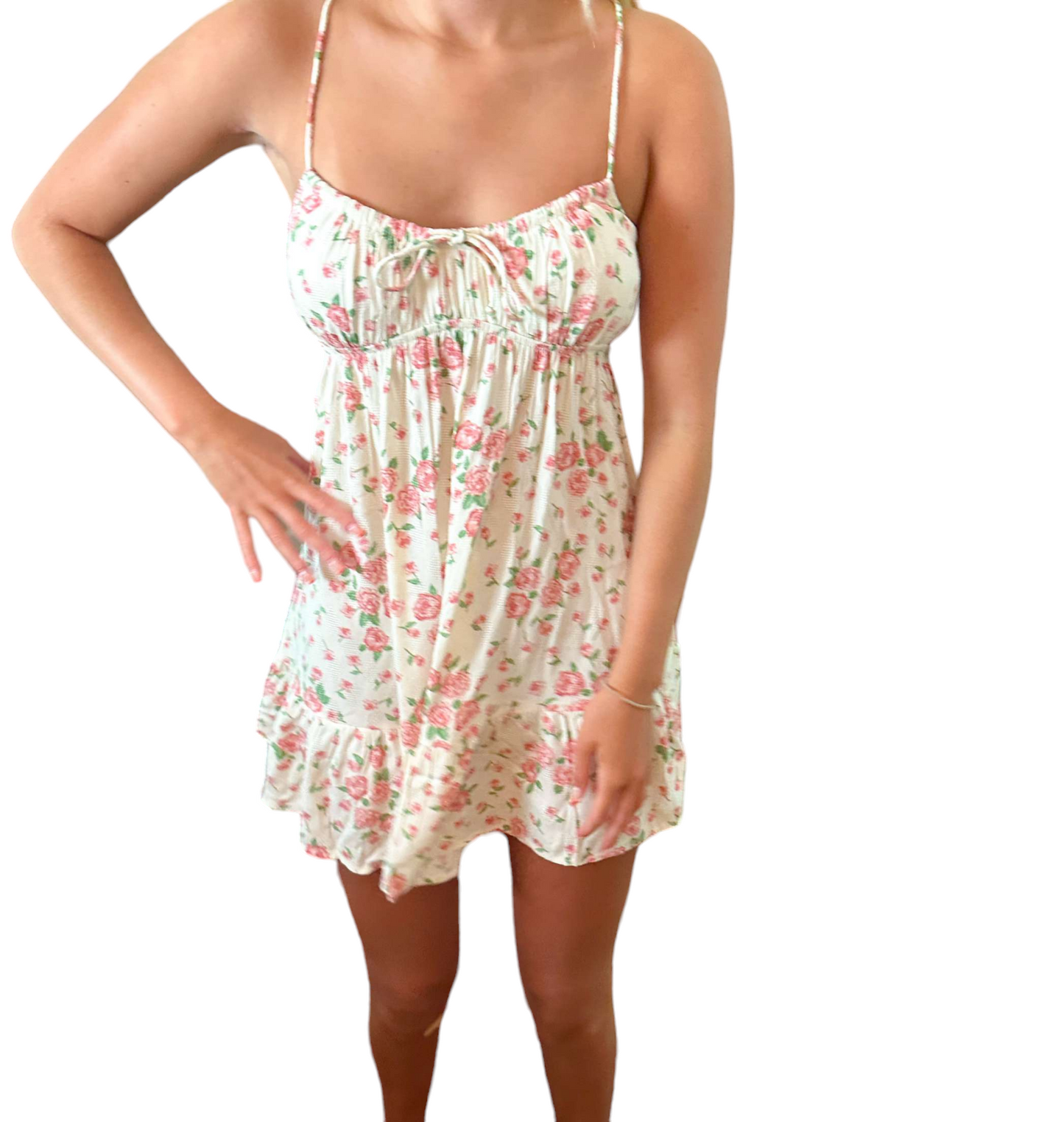 Floral Elegance: Adjustable Tie-Back Mini Dress