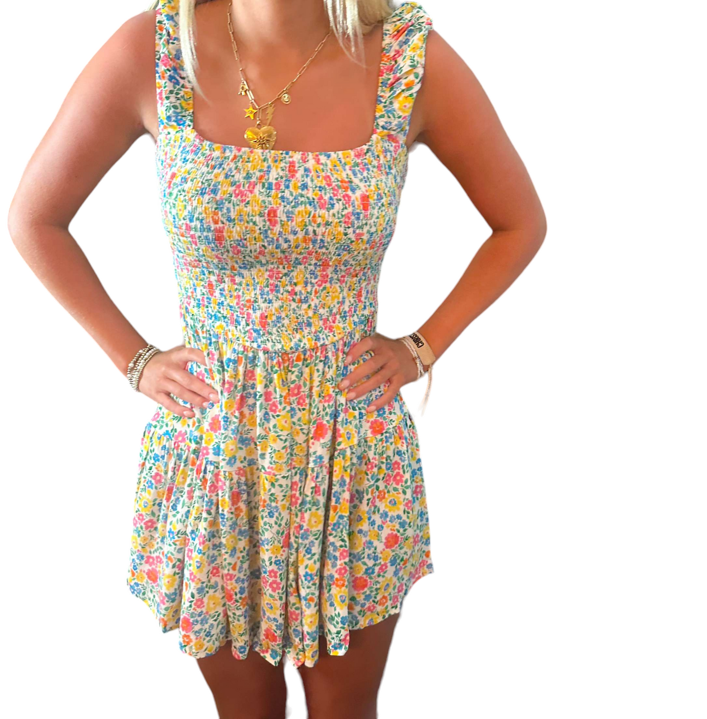 Floral Delight Smocked Mini Dress