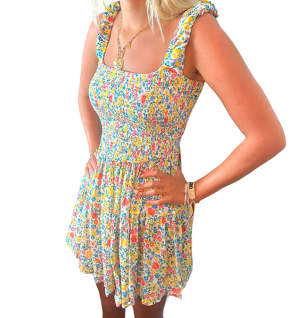 Floral Delight Smocked Mini Dress