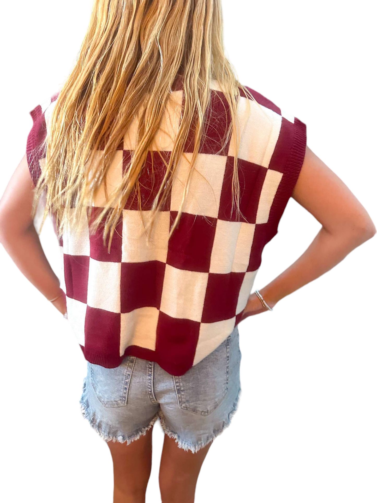 Crimson Checkered Game Day Sweater: Score Style Points!