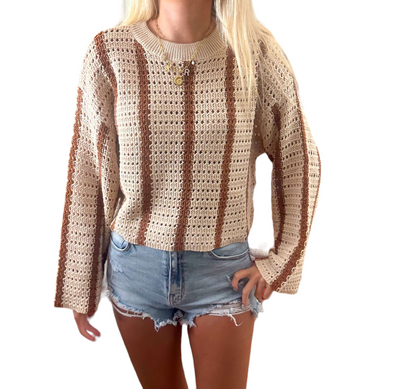 Mocha Swirl Striped Knit Sweater